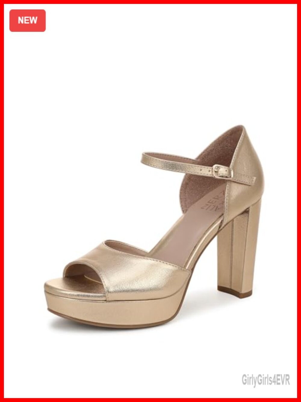 Naturalizer Novi Platform Sandal Faux Leather Ankle Strap Buckle